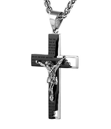 Cross Crucifix Bible Pendant, stainless steel