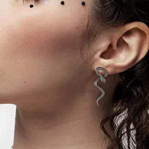 Snake Stud Earrings, stainless steel, another view