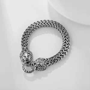 Lion Head Bracelet, stainless steel, Franco chain, another view