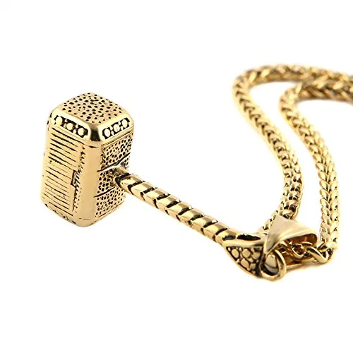 Thor Hammer Pendant, stainless steel, gold