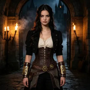 Steampunk Bracers, leather, another view