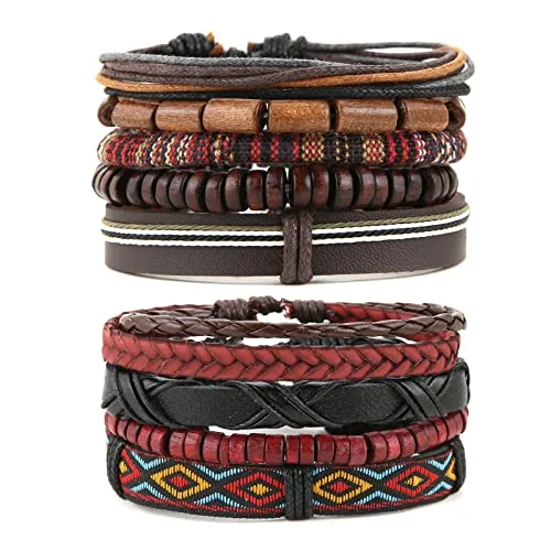 Hemp Cords Wood Bracelet, leather