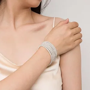 Tennis Stretch Bracelet, gold-plated steel, pack of 10, another view