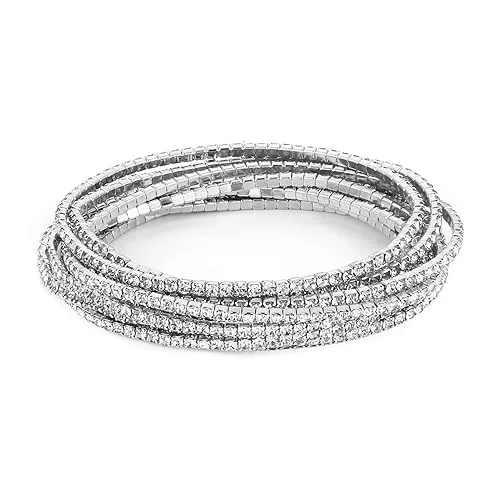 Tennis Stretch Bracelet, gold-plated steel, pack of 10