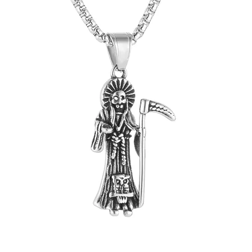 Santa Muerte Pendant, stainless steel