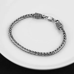 Skull Feather Carving Bracelet, stainless steel, rope chain, another view