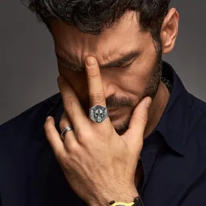 Winged Skull Signet Ring, stainless steel, another view