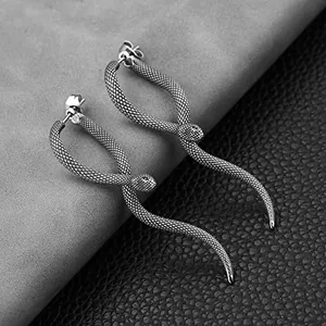 Snake Stud Earrings, stainless steel, another view
