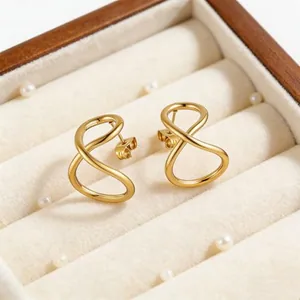 Infinity Twist Open Hoop Earrings, stainless steel, gold, another view