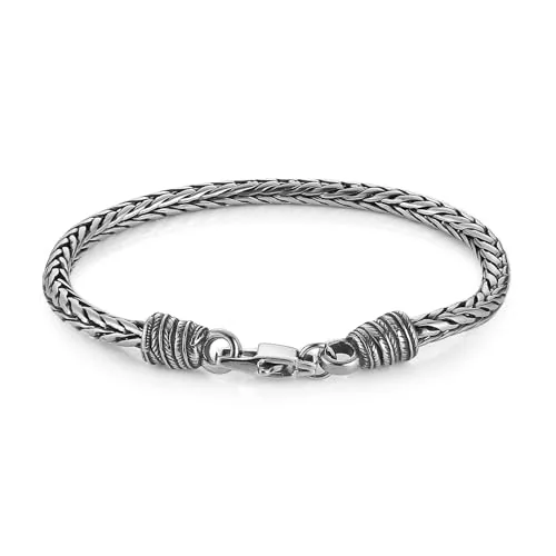 Skull Feather Carving Bracelet, stainless steel, rope chain