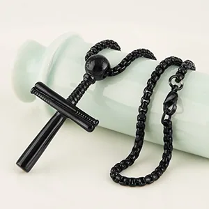 Athletes Cross Pendant, stainless steel, black, another view