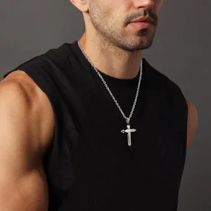 Cross Pendant, stainless steel, silver, another view