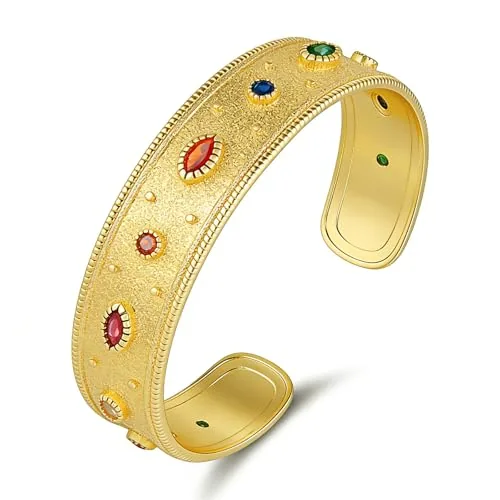 Open Bangle, gold-plated steel, byzantine chain, gold