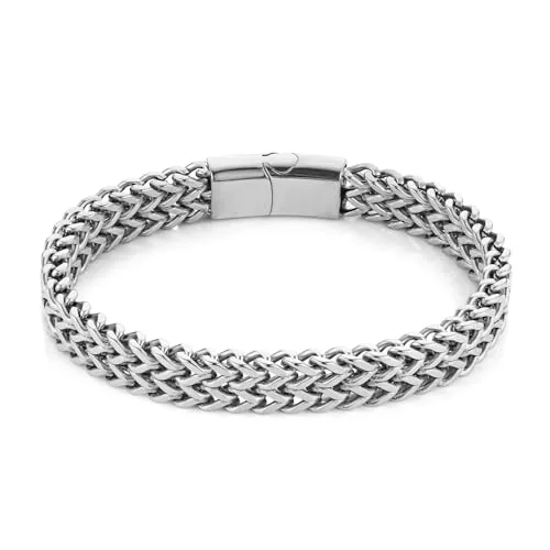 Row Bracelet, gold-plated steel, Franco chain, gold