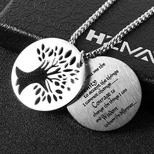 Tree Of Life Pendant, stainless steel, silver, another view