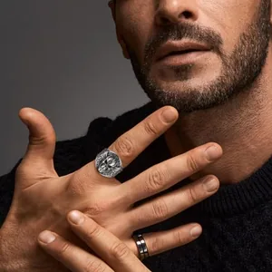 Winged Skull Signet Ring, stainless steel, another view