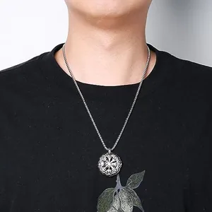 Viking Vegvisir Norse Pendant, stainless steel, another view