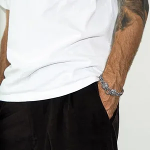 Lion Head Bracelet, stainless steel, Franco chain, another view