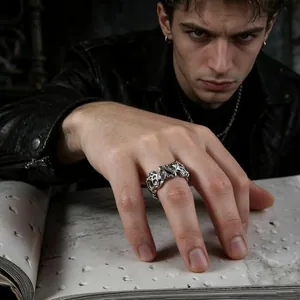 Irregular Potholed Ring, stainless steel, silver, another view