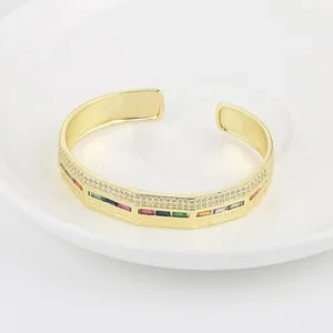 Rainbow Baguette Bangle, gold-plated steel, gold, another view