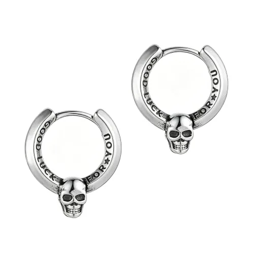 Skull Huggie Earrings, stainless steel