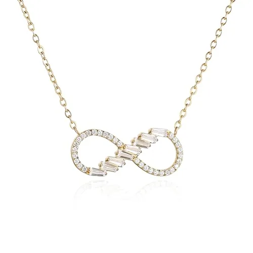 Sparkling Crystal Infinity Pendant, stainless steel, gold
