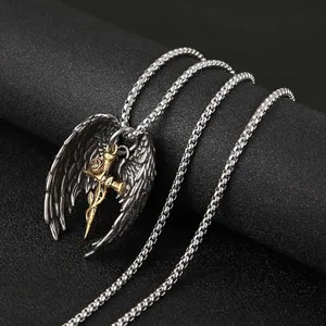 Angel Wing Pendant, stainless steel, another view