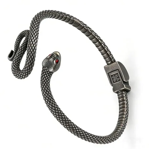 Snake Open Bangle, stainless steel