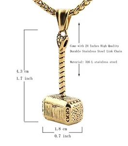 Thor Hammer Pendant, stainless steel, gold, another view