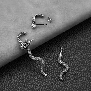Snake Stud Earrings, stainless steel, another view