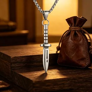 Dagger Knife, stainless steel, box chain, another view