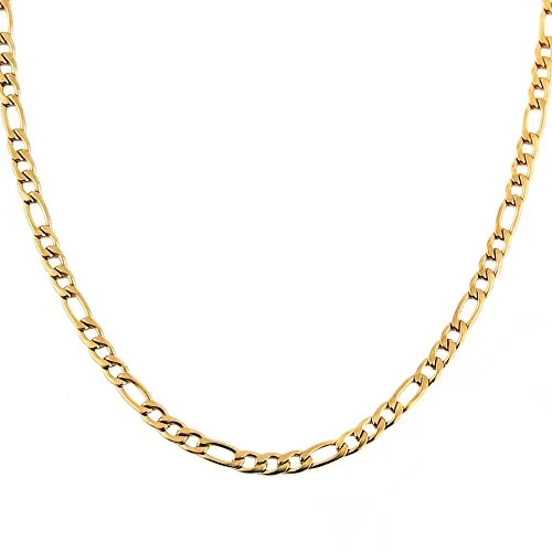 Chain, gold-plated steel, Figaro link, gold