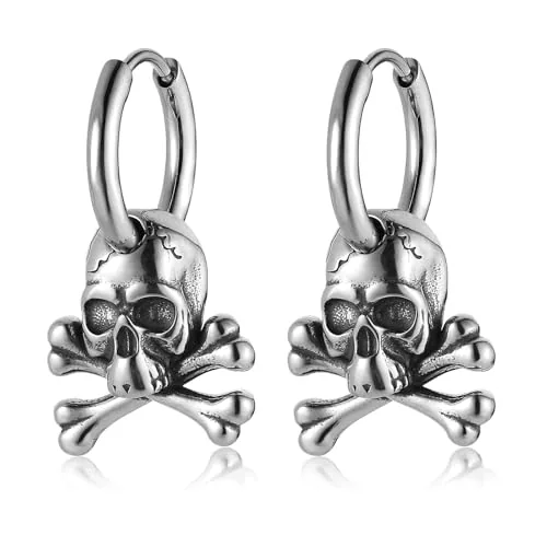 Pirate Skull Earrings, stainless steel