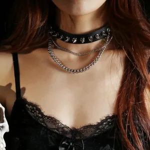 Spiked Studded Choker, leather, another view