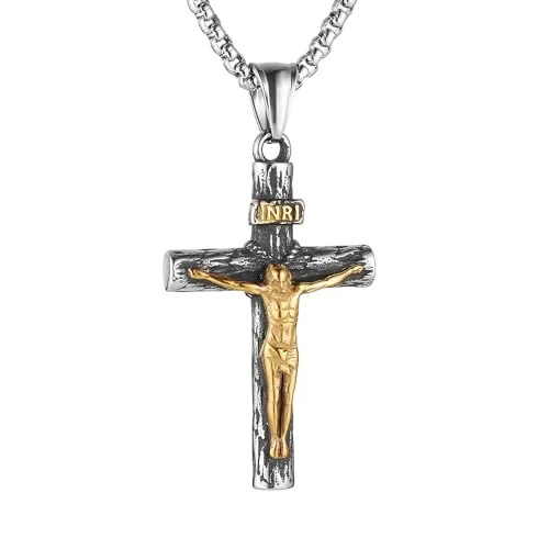 Jesus Crucifix Cross Pendant, stainless steel