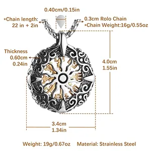 Viking Vegvisir Norse Pendant, stainless steel, another view
