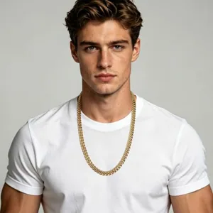 Chain, stainless steel, Cuban link, 9 mm, another view
