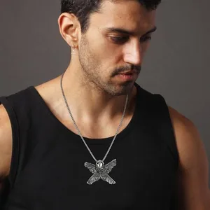 Winged Skull Pendant, stainless steel, another view