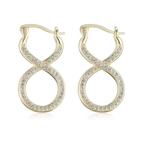 Gold-Plated Eternity Hoop Earrings, gold