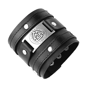 Viking Cuff Bracelet, leather, another view