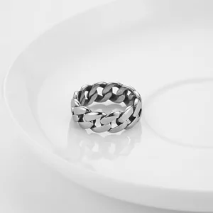 Band Ring, stainless steel, Cuban chain, 7 mm, another view