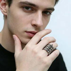 Spine Skeleton Ring, stainless steel, another view