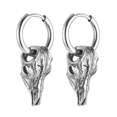 Skull Goat Head Earrings, stainless steel