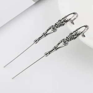 Skeleton Skull Stud Earrings, stainless steel, another view