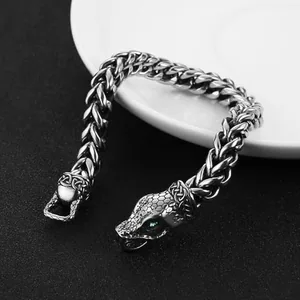 Dragon Snake Wolf Bracelet, stainless steel, Cuban chain, 8 mm, another view