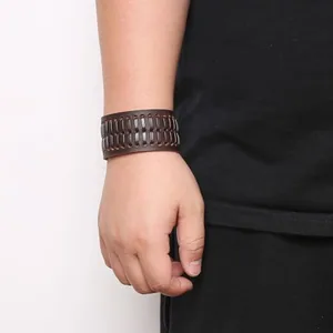 Retro Cuff Bracelet, leather, pack of 2, brown, another view