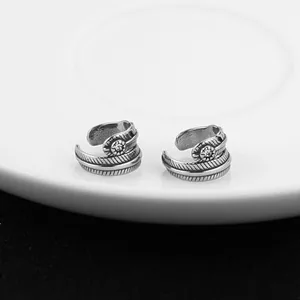 Feather Shaped Ear Cuffs, stainless steel, red, another view