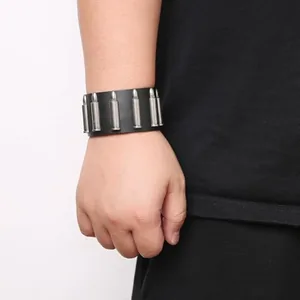 Bullet Cuff Bracelet, leather, black, another view