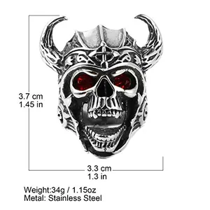Eyes Skull Ring, stainless steel, red, another view