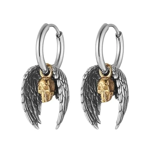 Guardian Angel Hoop Earrings, stainless steel